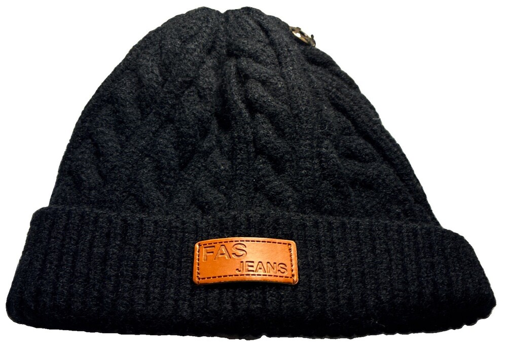 Used FAS JEANS Beige Cable Beanie 14" Around